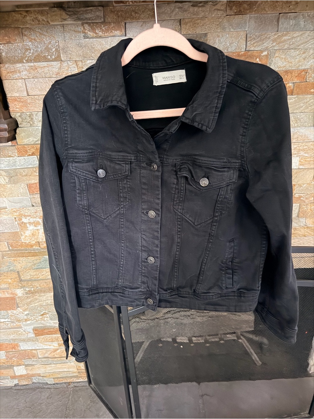 Mango Black Denim Trucker Jacket